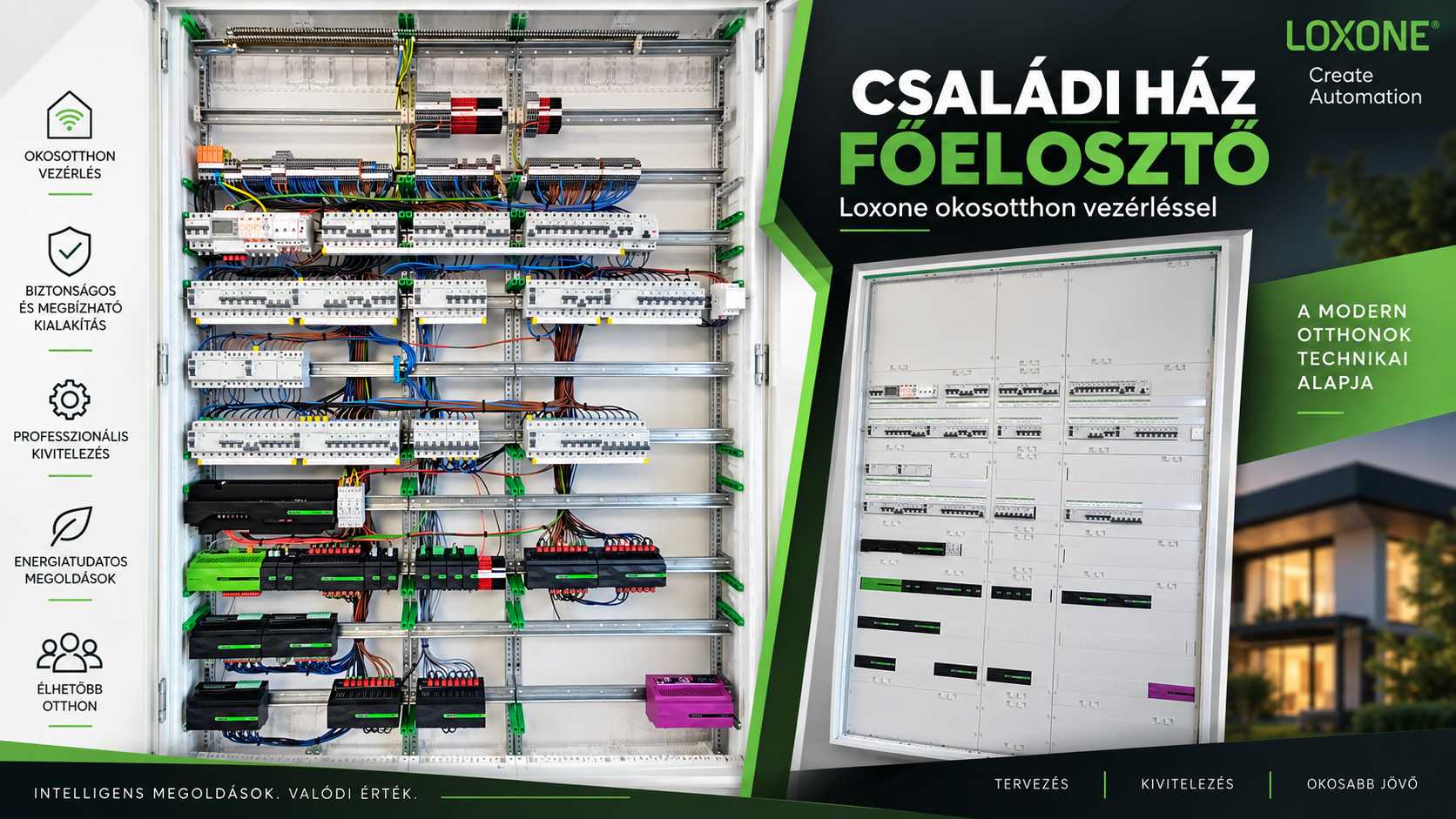 Családi ház főelosztó Loxone okosotthon vezérléssel – amikor az elosztószekrény az intelligens ottho