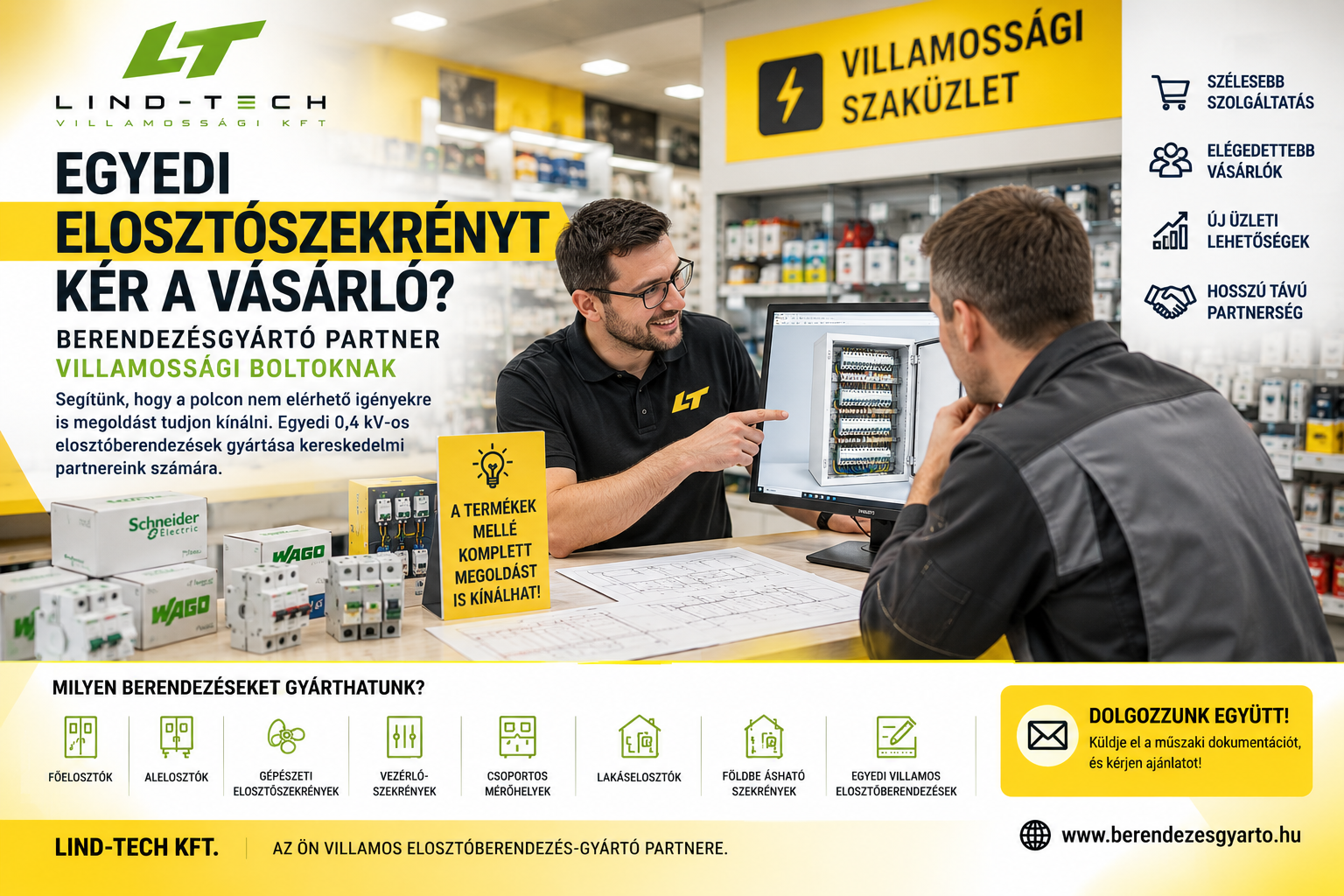 Egyedi elosztószekrényt kér a vásárló? – Berendezésgyártó partner villamossági boltoknak
